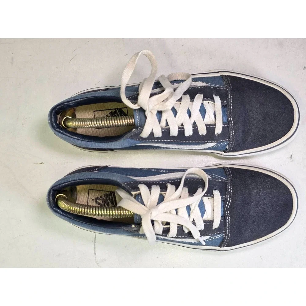 VANS Old Skool‎ Juniors Sneakers Size 6 Navy Blue White Skate Suede Canvas Shoes